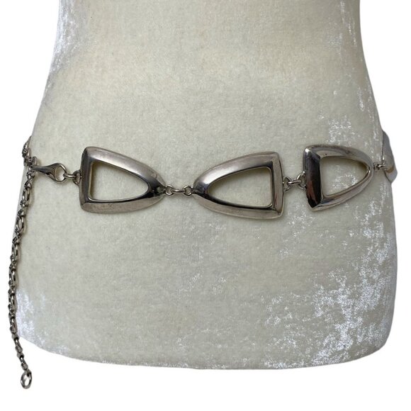 Link Chain Belt Silvertone Metal Made in Italy One Size Adjustable 40" Long - Picture 5 of 12